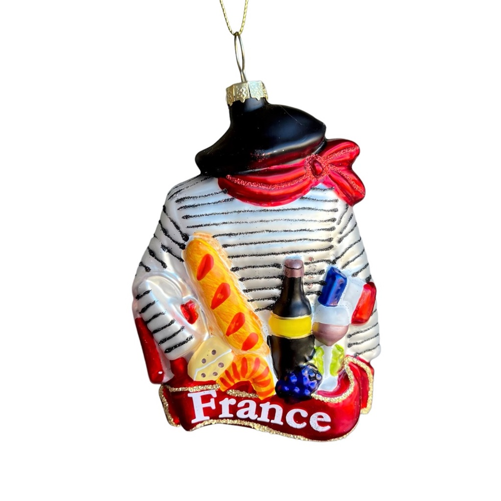 France Motif Glass Ornament